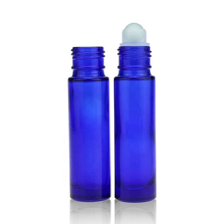 Blue OEM Perfume Oil Roll On Bottles Screw Cap 10ml Roller Ball Bottle