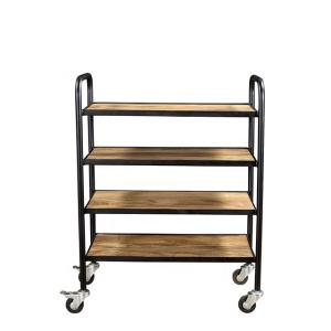 China 4 Tier Catering Rolling Coffee Cart Wooden Kitchen Trolley wholesale