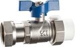 3604 3618 Nickel Plated Straight Type Brass Ball Valve with Blue Aluminum