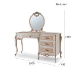 Classic Hand Carved Luxury Wooden Dressing Table With Mirror