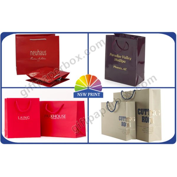Personalized Retail Shopping Bags / Red or Brown Paper Shopping Bags with Handles
