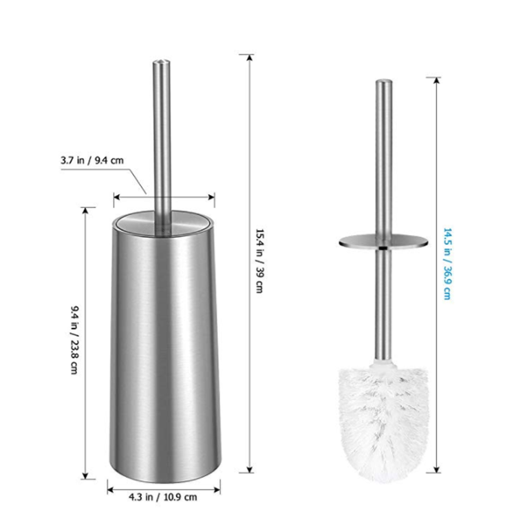 Home Hotel Stainless Steel Toilet Brush Holder Set Free Standing Type