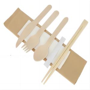 China 160 mm wholesale 100% environmentally friendly wooden knife fork spoon napkin pepper with chopsticks &amp; toothpick wholesale