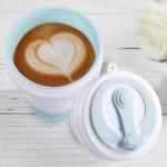 550ml 18oz Collapsible Silicone Coffee Cup Silicone Household Products White