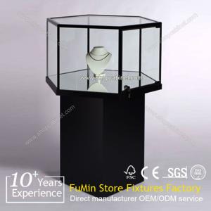 China Mordern Titanium Alloy Glass Display Showcase,Glass Jewelry Display Cabinet wholesale
