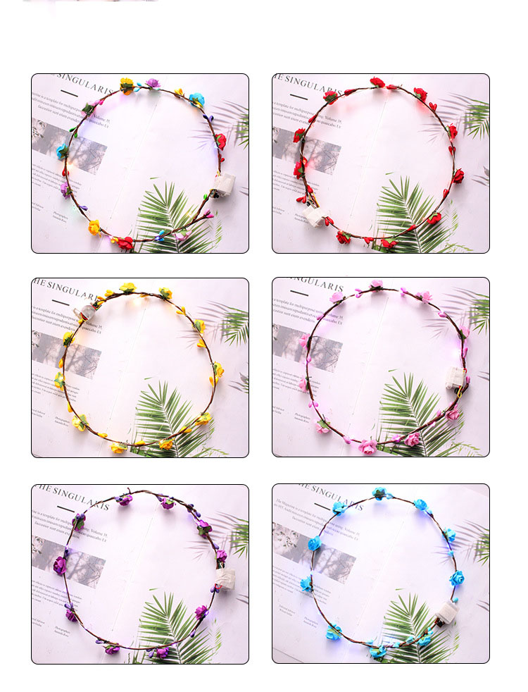 Ladies Christmas Hair Accessories Luminous Led Flower Crown Light Up Glowing 65cm
