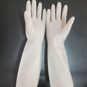 China Unflock Lining Nitrile Dishwashing Gloves Household 38cm White Nitrile Glove wholesale