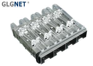 China Press Fit 1 x 4 Ports Sfp Cage Assembly With Elastomeric Gasket Light Pipe wholesale