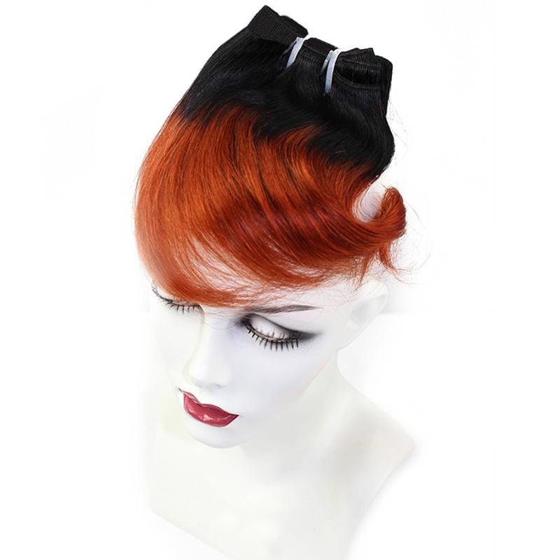 Short Hair Indian Human Hair Ombre Color Snail Curl Hair Weaves