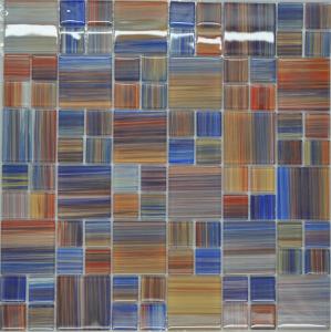 China Catching eye red blue mix puzzel glass mosaic wall tile wholesale