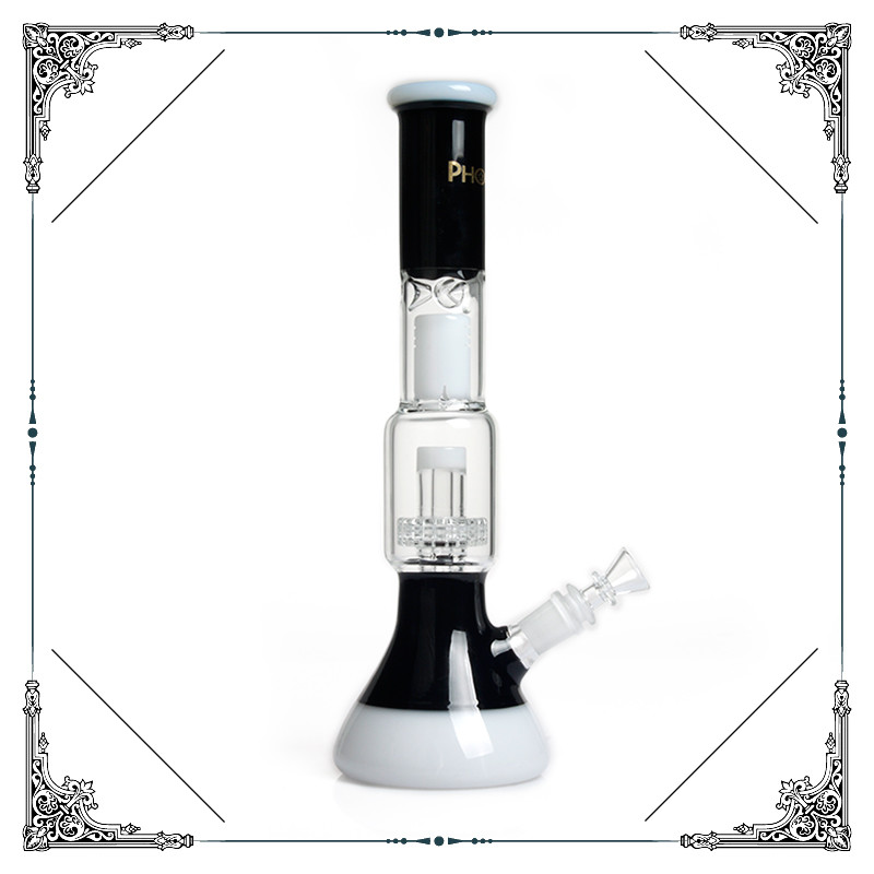 White splash guard Glass Beaker Bong Tyre Percolator Hookah Bongs Glass Smoking Water Pipe