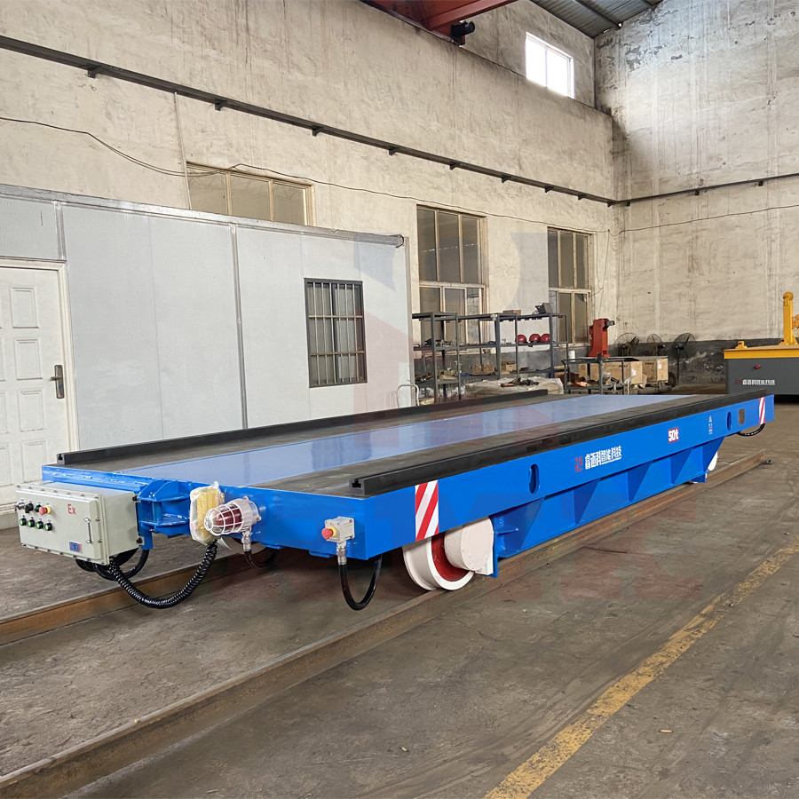 Industry Metallurgy Material Handling Trolley , 50T Motorized Rail Cart