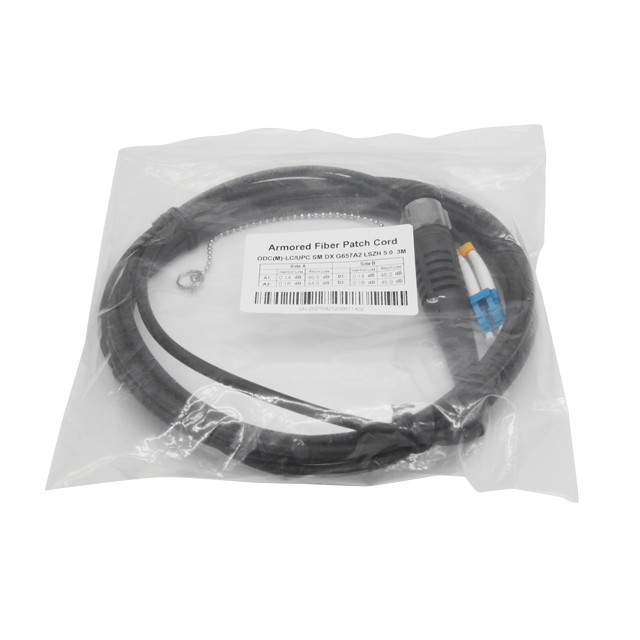 Outdoor Fiber Optic Armored Cable with ODC Male LC/UPC Waterproof Connector