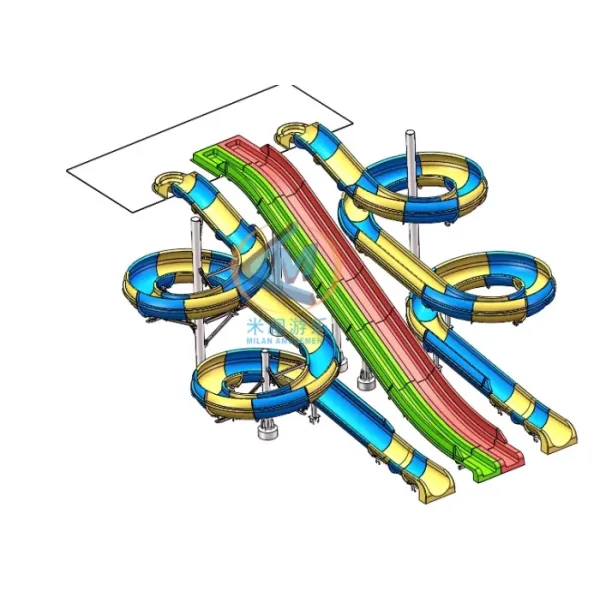Teenagers Aqua Water Slide Combination Water Park Slide For Hotel Restort Villa Park Pool