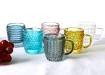 Lead Free Embossed Solid Colored Glass Mug, Vintage Coffee Glasses