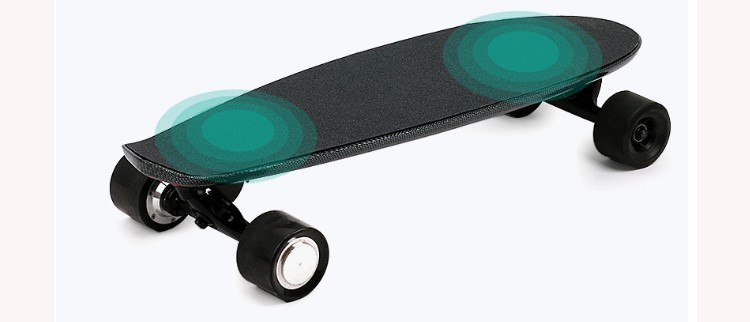 Black Long Range Electric Skateboard Built In Safety Lights Grass Fiber Board