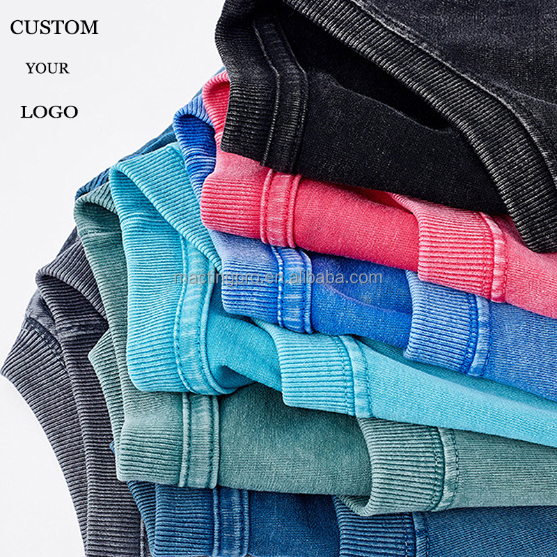 Customized Men's Acid Wash T Shirt in Colorful 100% Cotton for Streetwear and Hip Hop