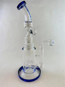 China 9 Inch Clear Recycler Glass Bong Water Pipe Tobacco 14mm Bowl Hookah wholesale