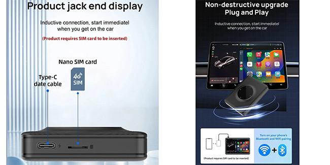Tesla Model 3 X Y S Carplay Mini Box Smart Ai Carplay Box 5G Auto Converter