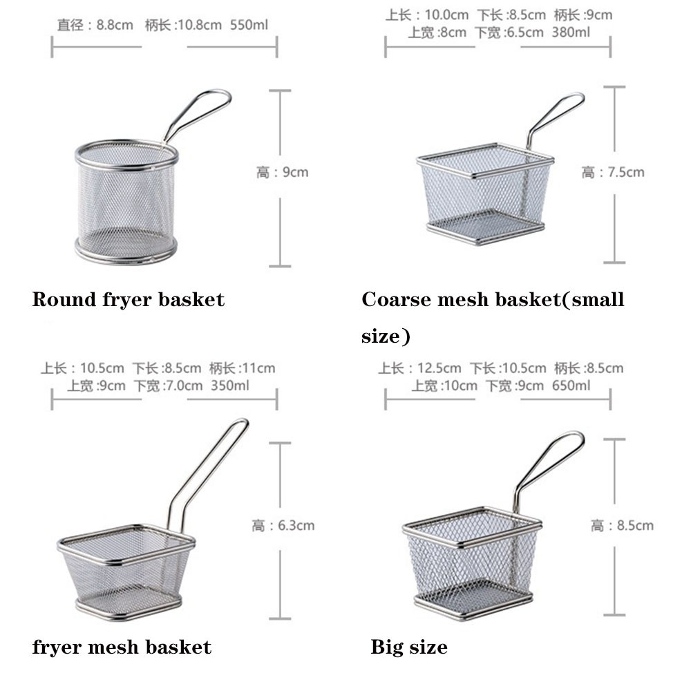 Customized 316 Stainless Steel Wire Mesh Baskets / Square Fry Basket