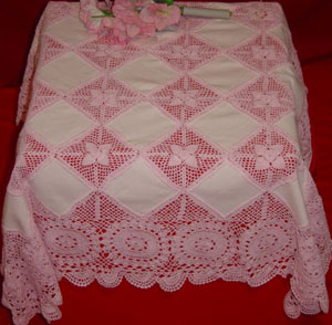 christmas tablecloths cotton and linen, Tablemat, Corcheted Lace Table linen, Tablecloth