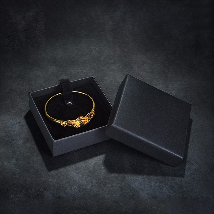 Custom Pu Leather Black Recycled Paperboard Jewelry Box with Foam Insert
