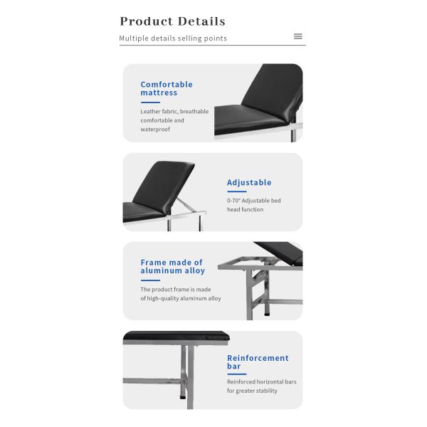 MN-JCC001 Factory Price Manual Stainless Steel Medical Patient Examination Bed Couch for Clinic Hospital