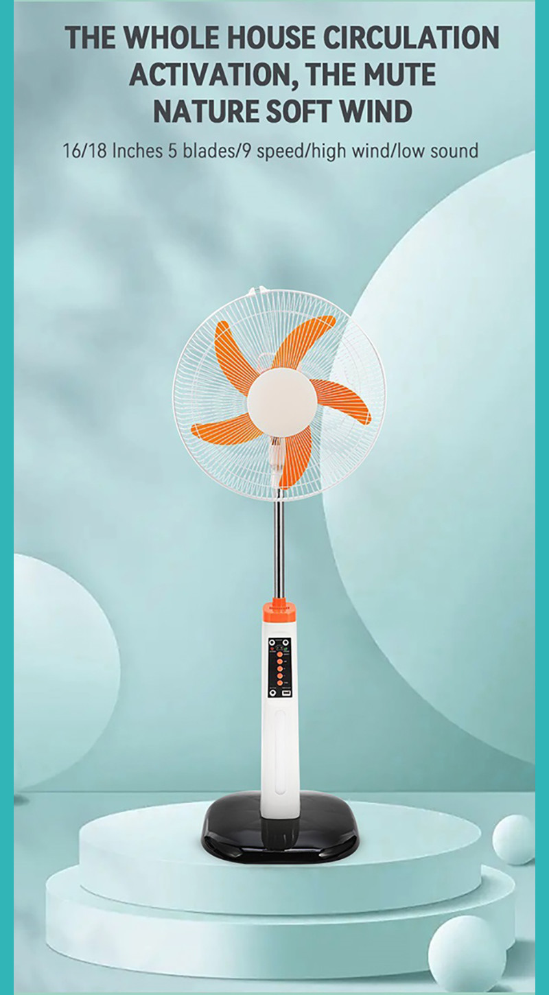16 Inches Solar Powered Fan With 5th Gear USB / DC Interfaces Camping