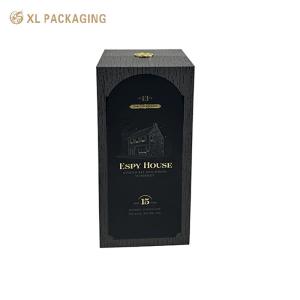 China XL Packaging Custom Packaging Box Factory Stylish Hinge Wine Gift Box with Gold Metal Nameplate and EVA Inner Support for Black Wine Paper Packaging wholesale