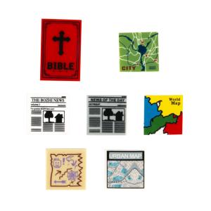 China House accessories bricks toys city newspaper map bible print wall scene decoration MOC building blocks wholesale