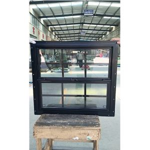 Black Anthracite UPVC Single Hung Window With Double Glass