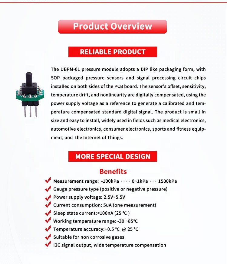 UBPM-01 Positive And Negative Pressure Digital IIC Gases Pressure Sensor Module