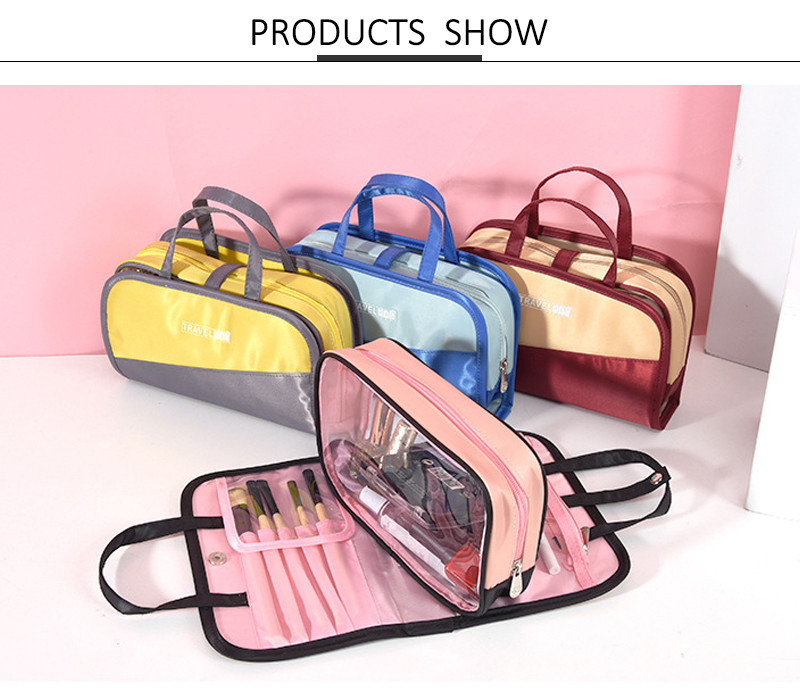 Portable Large Capacity Two Color Cosmetic Travel Makeup Bags