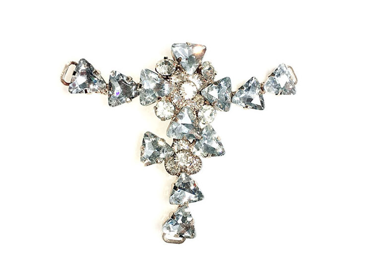 KML Rhinestone Flat Sandals Buckle 10.7cm*9.0cm With Flower Pattern
