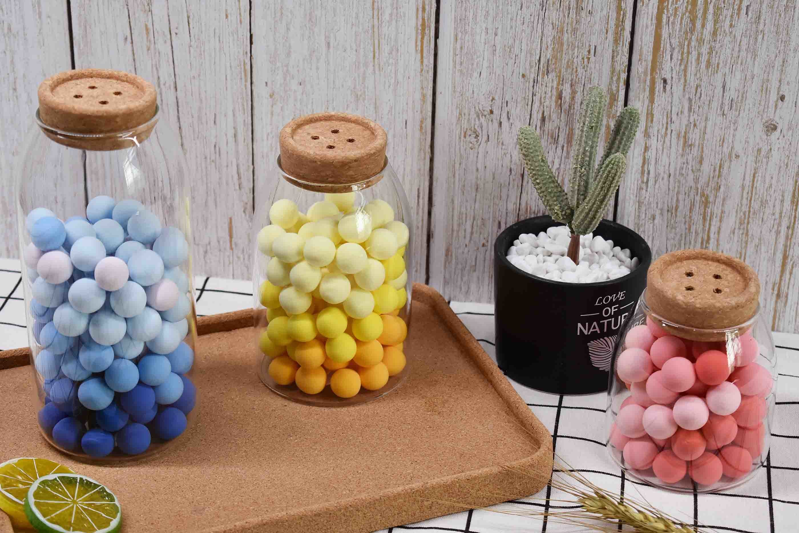 LFGB Yuelin Glass Bottle Corks Lid Container Storage Jar 0.9*0.7in