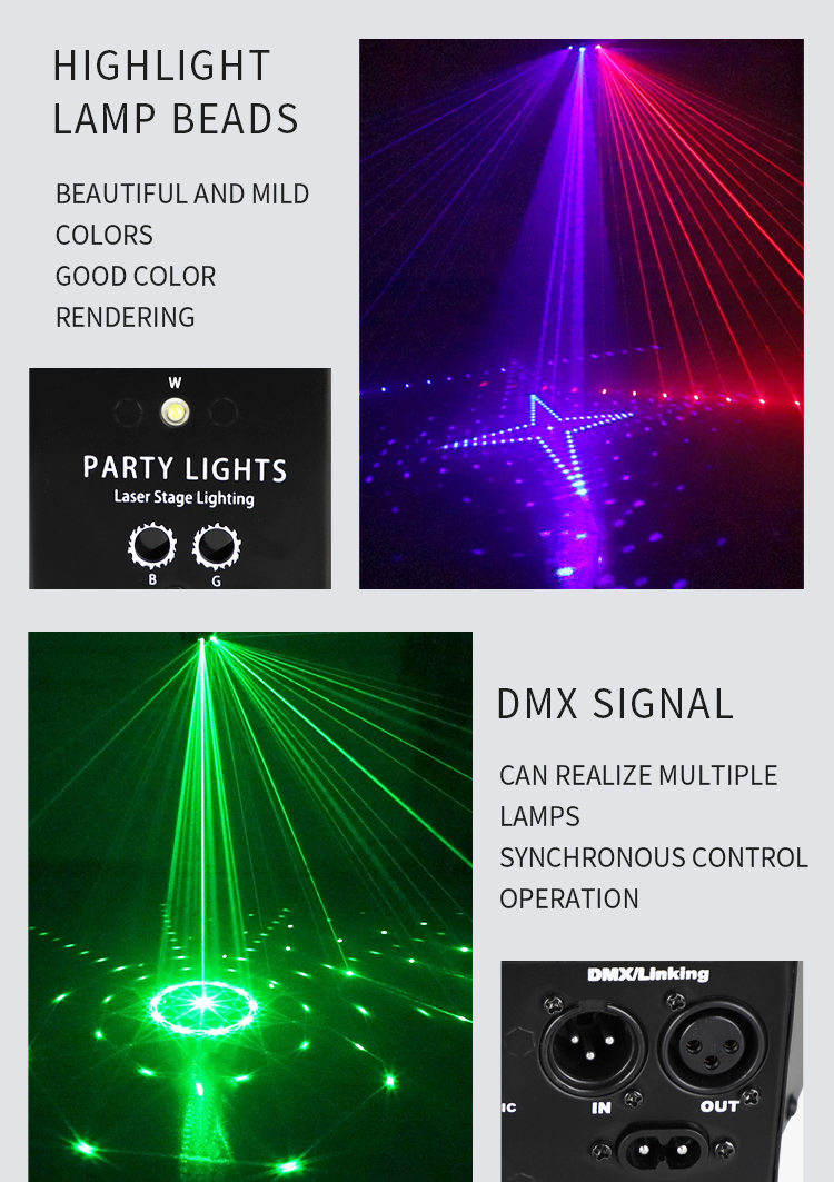 DJ Disco Laser Light 9 Eyes Laser Strobe Led Party Lights Projector Voice Control DJ Night Club Bar Decoration Strobe li