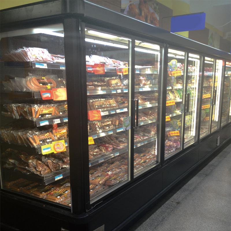 Multi Deck Dairy Glass Door Freezer Electric 50mm Thick For Kitchen