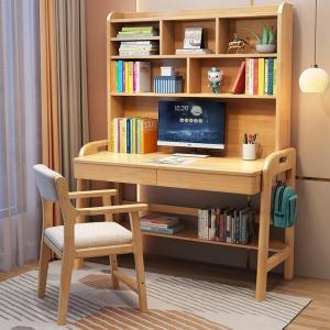 China Shengwei Furniture Solid Wood Bookshelf Integrated Computer Desk Table wholesale