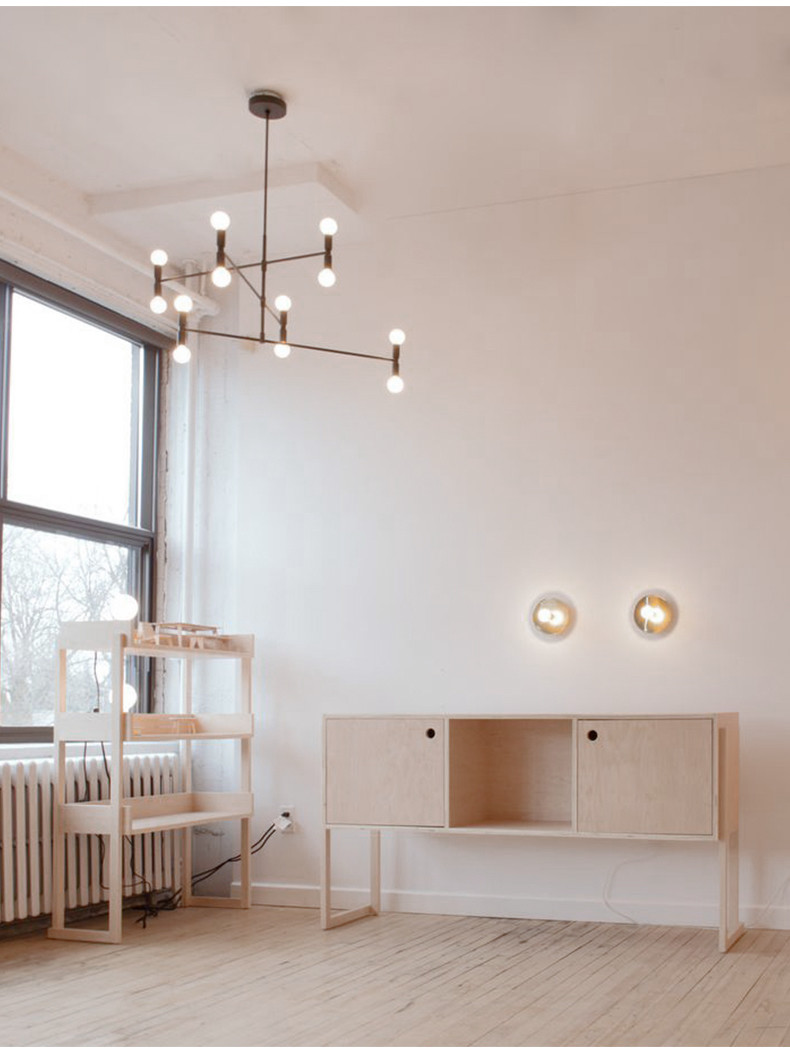 Postmodern chandelier Black Gold Adjustable whirling Indoor lounge room Atomium Chandeliers(WH-MI-342)