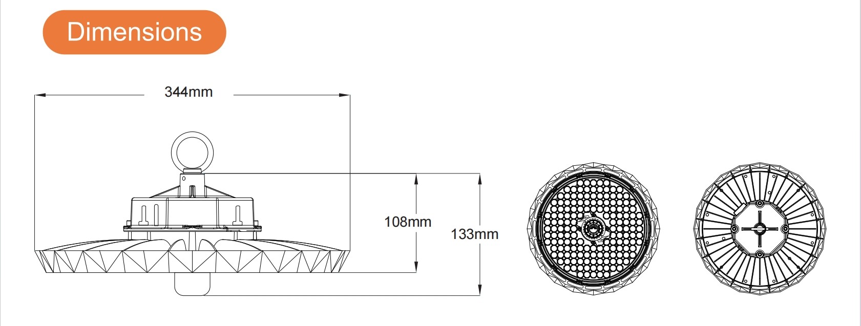 60/90° Commercial Microwave Motion Sensor LED Bay Lighting for Indoor/Outdoor Use