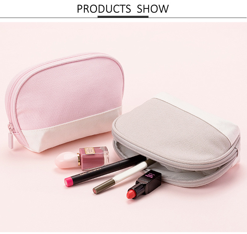 Professional Custom Portable Small Shell Shape Canvas Zipper Cosmetic Bag