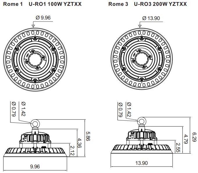 Industrial 100-300W UFO LED High Bay Light IP65 3000K 4000K 5000K