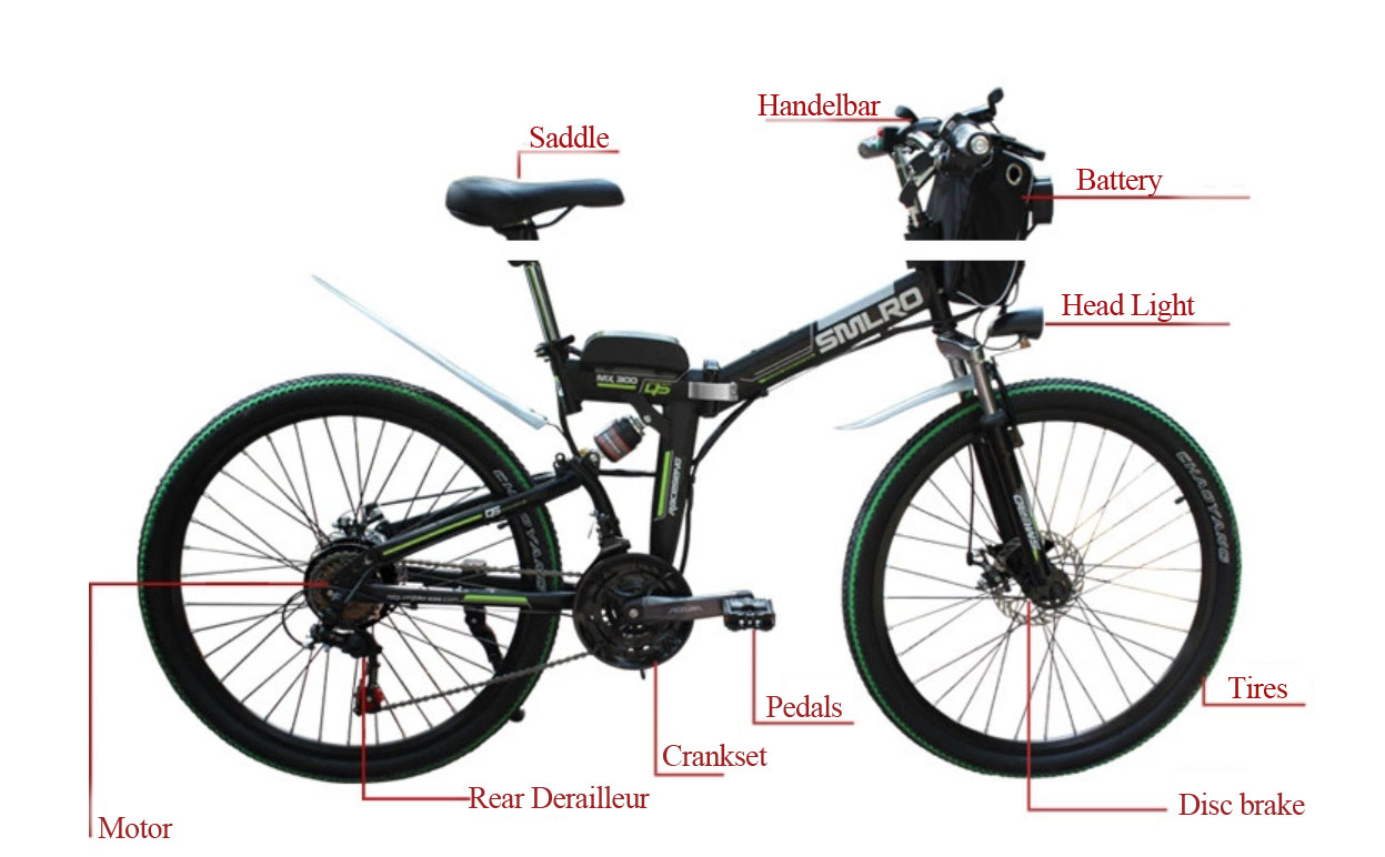 Non Slip 26 Inch Electric Bicycle , 21 Speed Fold Up Electric Bike 48v
