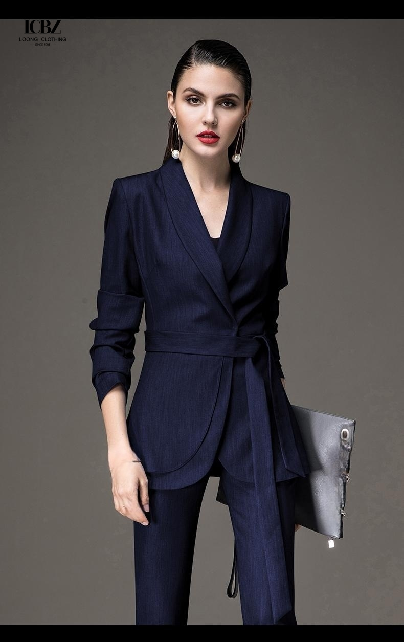 Classic Womens Suits Set for Women Lady Business Suits NO Hooded Button Decoration