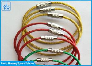 China Nylon Stainless Steel Wire Rope Keychain TPU Cable Key Ring wholesale