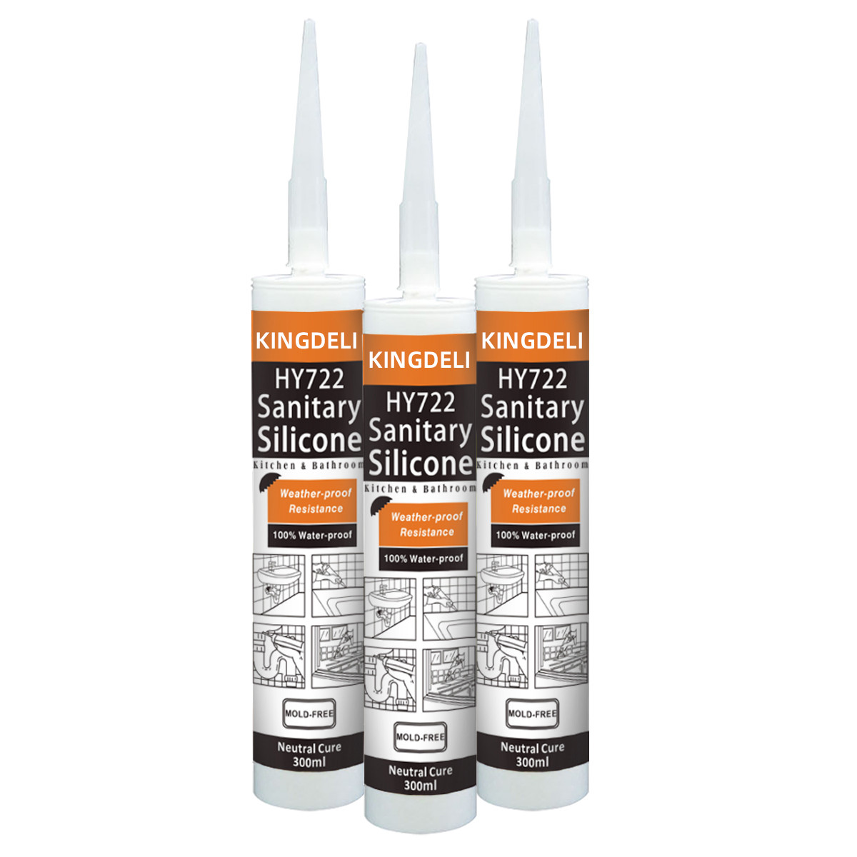 Customized One Component Sanitary Silicone Sealant Transparent White Color