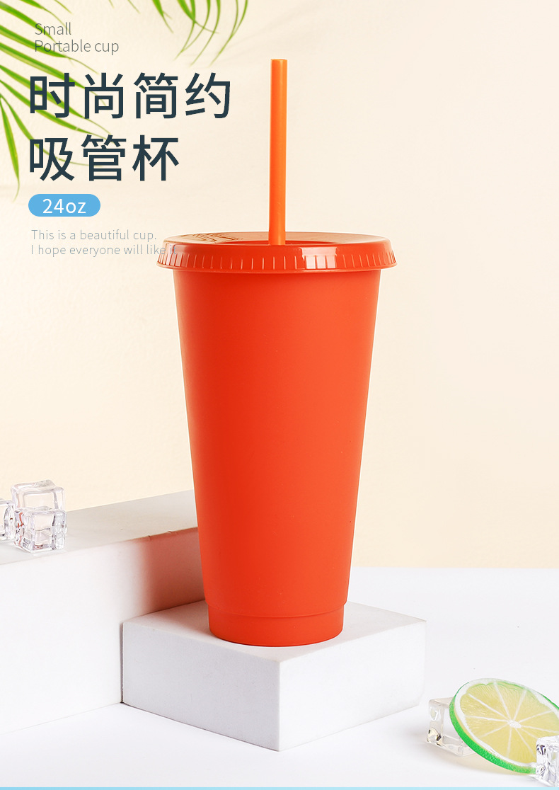 New Export Straw Cups Large-capacity Frosted Texture Drinking Cups Tea Bar And Catering Supply Portable Cups Factory Wholesale
