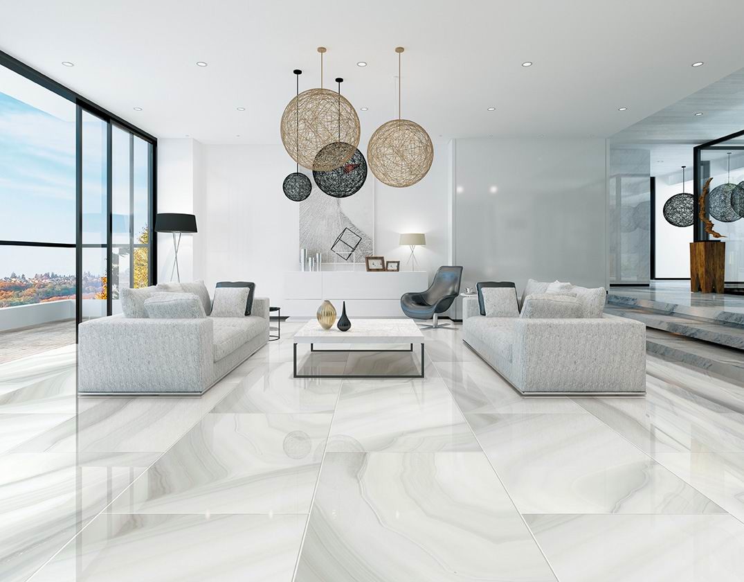 Glazed Digital Polished Porcelain Floor Tiles / Classic Marble Beige Porcelain Tile
