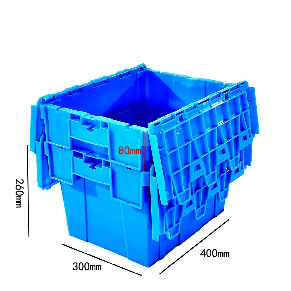 400x300x260mm Heavy Duty Nesting Crates Plastic Totes Warehouse Storage