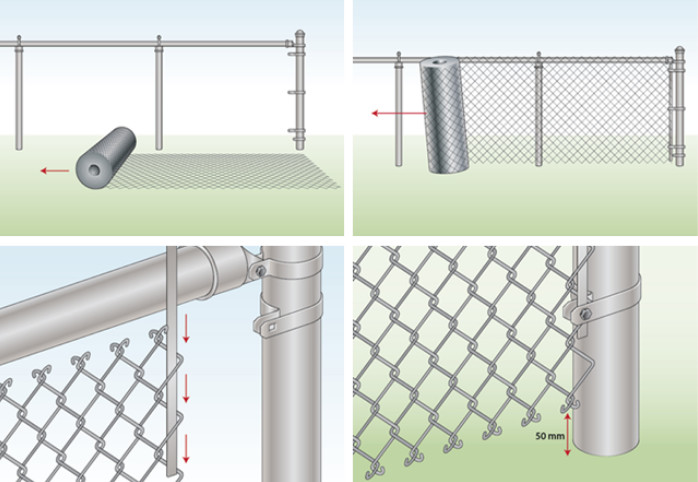White Vinyl Coated L30m Metal Chain Link Fencing For Basketball Court